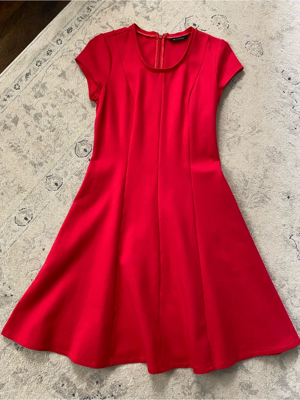 H by Halston Fit & Flare Dress Red 4 Midi Holiday Party Christmas Valentine's